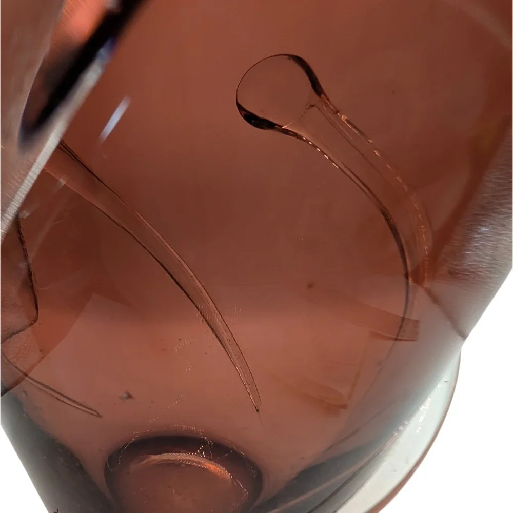 Vintage Purple Vase Large Amethyst Glass‎ Attached Clear Glass Swirls SEE